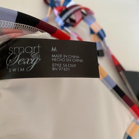 Smart & Sexy Women's NWT Striped Adjustable Tie Halter Swimsuit Top Size Medium - Picture 2 of 6